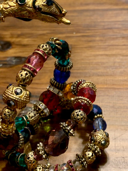 Extremely Rare Vintage Snake Bracelet With Various Rhinestones And Enamel, The Coming of the Serpent of Knowledge