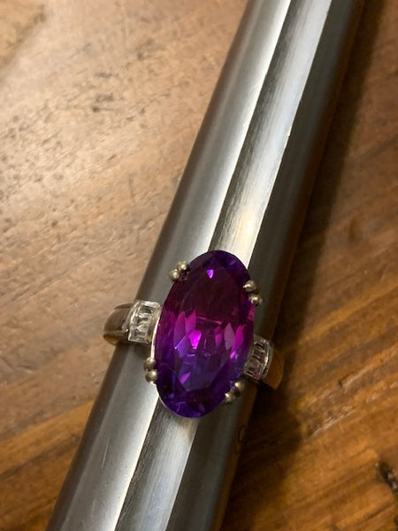 Ring Size 8 1/2, Gorgeous Midnight Fuchsia Quartz with Topaz, Platinum Over Sterling: The Miracle Ring of Nottingham
