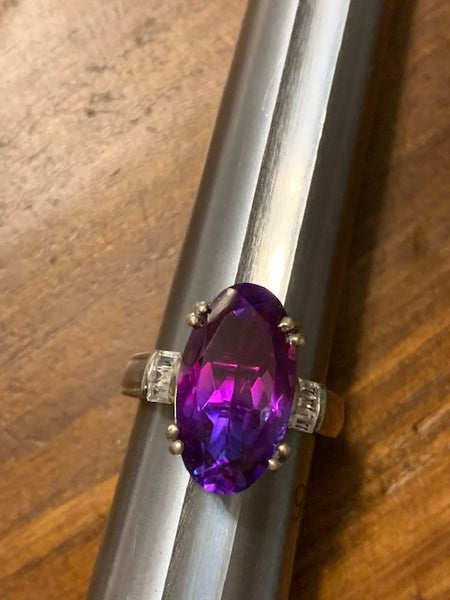 Ring Size 8 1/2, Gorgeous Midnight Fuchsia Quartz with Topaz, Platinum Over Sterling: The Miracle Ring of Nottingham
