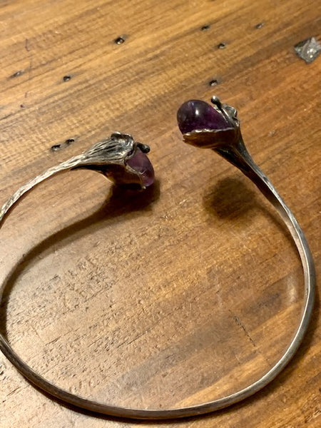 One-of-a-Kind Sterling Silver Bracelet w/Polish Amethyst:  Secret Coven of Columbia
