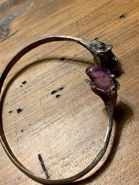 One-of-a-Kind Sterling Silver Bracelet w/Polish Amethyst:  Secret Coven of Columbia
