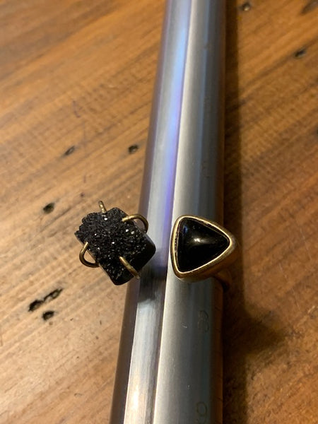 Bronzy Costume Ring w/A Black Druzy and Other Black Stone: Vampiric Jump Start