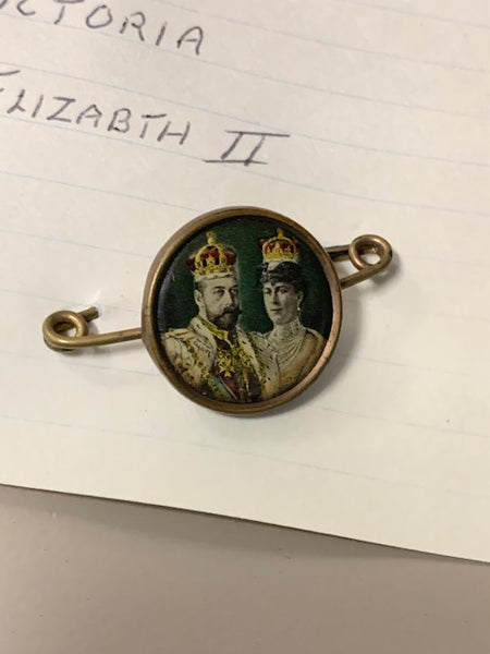 Antique Pin w/A Picture of King George V and Queen Mary of Teck: Royal Illuminati Bloodlines of Wealth