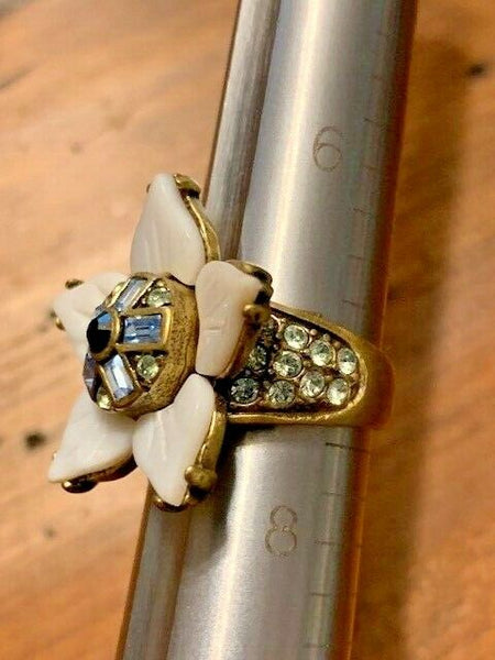 Heidi Daus Ring, White Flower with Rhinestones, Gorgeous and Well-Made: Tree of Knowledge, White Sorcery of God