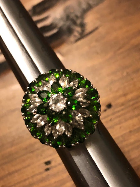 800 Russian Souls, 800 Different Powers, Ring, Sz 6, Russian Diopside, Platinum Over Sterling