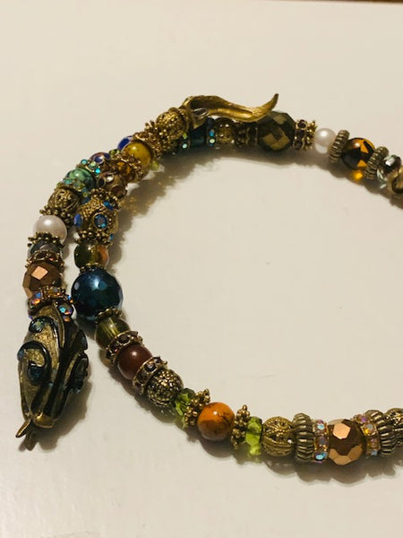 THIS IS ON EBAY-- You've Seen the Bracelet, Here's the Necklace!!  Extremely Rare Vintage Snake Necklace With Various Rhinestones And Enamel, The Coming of the Serpent of Knowledge