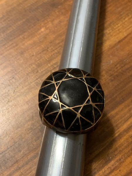 Black Costume Ring with Geometrical Lines:  Hand of Glory, Entrance Their Minds