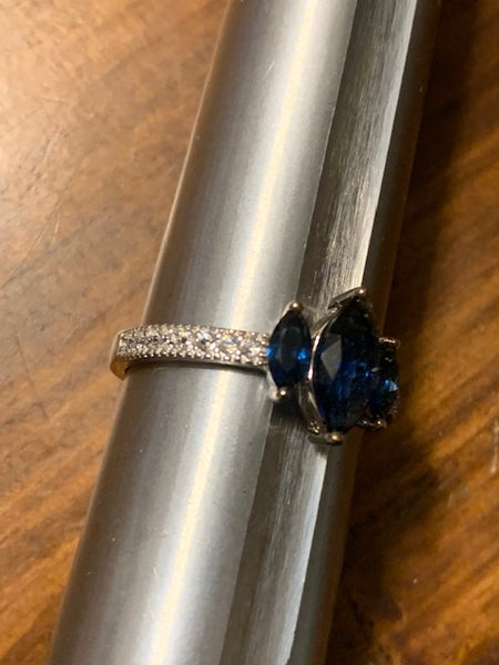 Size 9 Costume Ring with Gorgeous Blue Stones:  Whispers of the Siren