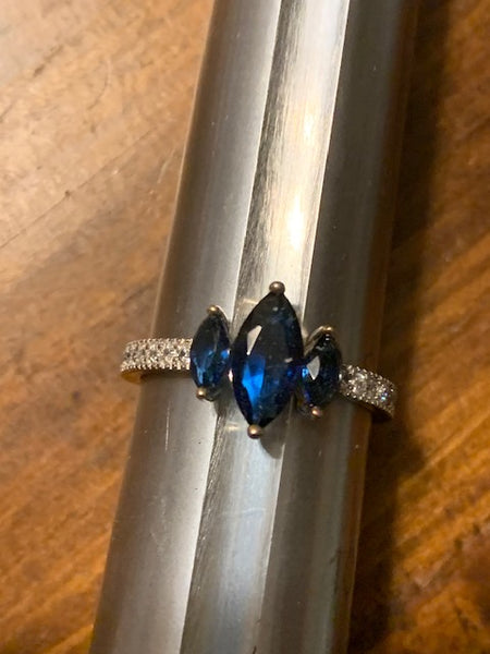 Size 9 Costume Ring with Gorgeous Blue Stones:  Whispers of the Siren