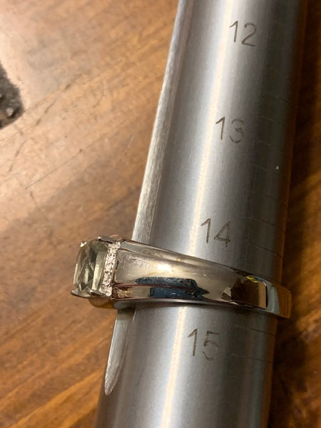 Size 5 1/4 Ring, Green Stone, Silver-toned Band, Intricate Details:  Wealth of the Etruscan Kings
