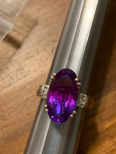 Ring Size 8 1/2, Gorgeous Midnight Fuchsia Quartz with Topaz, Platinum Over Sterling:  The Miracle Ring of Nottingham