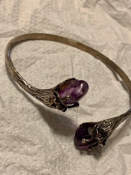 One-of-a-Kind Sterling Silver Bracelet w/Polish Amethyst:  Secret Coven of Columbia