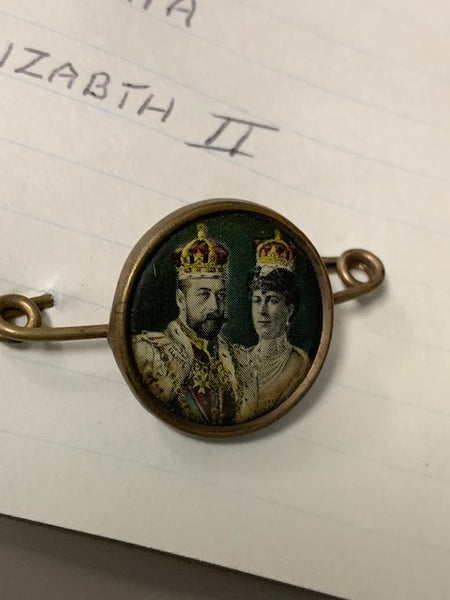 Antique Pin w/A Picture of King George V and Queen Mary of Teck:  Royal Illuminati Bloodlines of Wealth