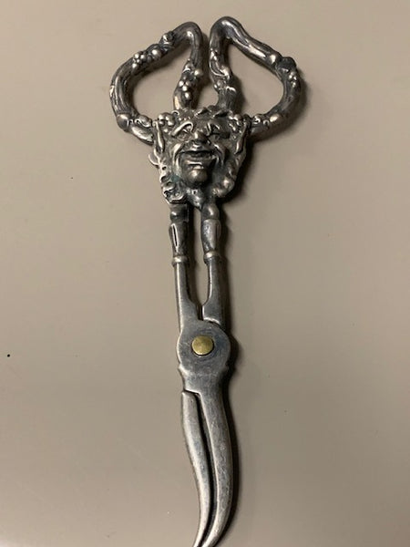 Antique, Solid Sterling Silver Shears w/ the Face of  a Deity:  Shears of Mithras