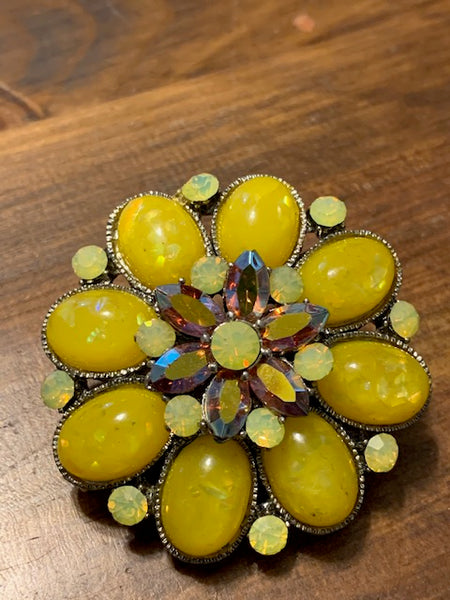 2-in-1 Costume Pin and Hair Clip, Yellow Stones:  Oshun's Prize