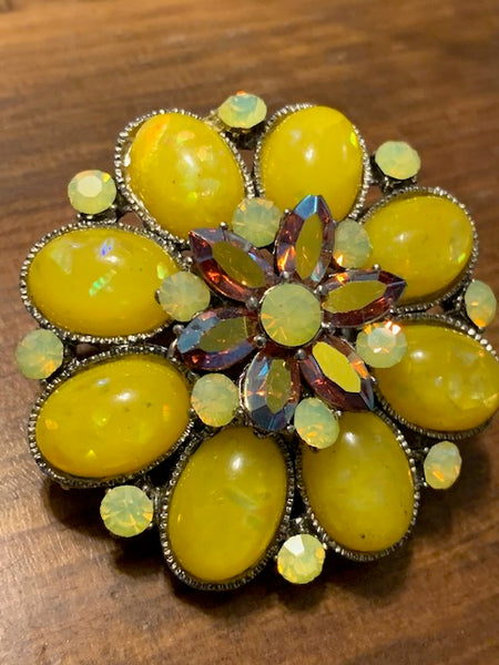 2-in-1 Costume Pin and Hair Clip, Yellow Stones:  Oshun's Prize