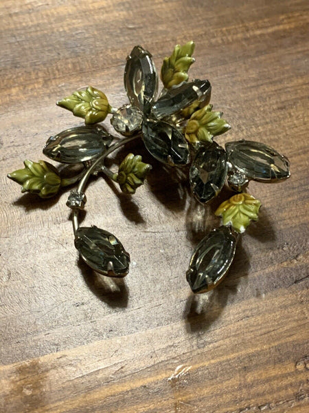 Stunning Green Vintage Rhinestone Pin:  Ouroboros of Abundance