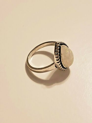 Size 5 1/2 Silver-tone Ring with Milky/Pearlescent Tear Drop Stone:  Seed of Angels From the Cave of Treasures