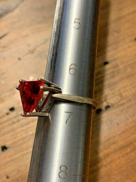 Size 7 Sterling Ring with Red Dyed Quartz:  The Art and Magic of Michelangelo