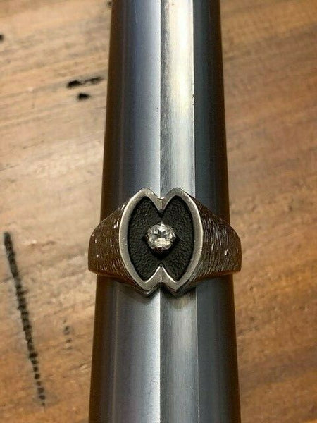 Ring Size 12, Vintage with Black Enamel and Stone:  Warding Off the Darkest