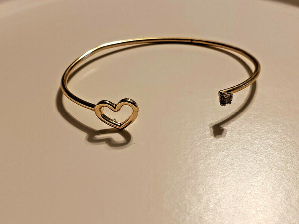 Gold-toned Bangle Bracelet with Heart and Stone:  Heartbeat Love Magic