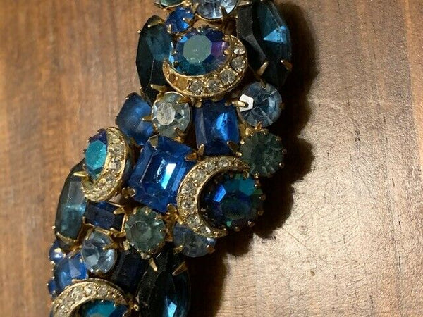 Antique, Excellent Condition Rhinestone Pin with Half Moons:  Sisters of the Moon